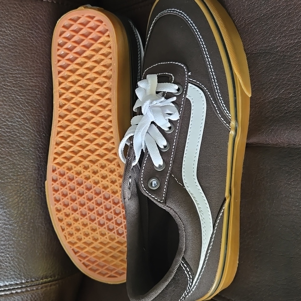 Vans Brown and White Skate Sneakers - Picture 9 of 9